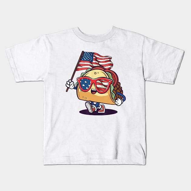 Taco Sunglasses American Flag USA Funny 4th Of July Gifts Kids T-Shirt by Jsimo Designs